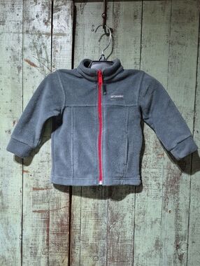Columbia Gray Fleece Jacket with Red Zipper
